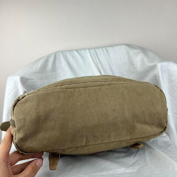 TSD BRAND Forest Canvas Messenger Bag Khaki with leather straps - Picture 6 of 8